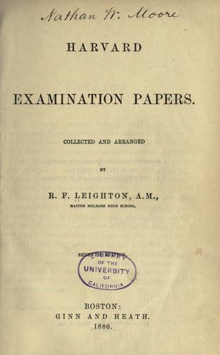 Cover for Harvard examination papers