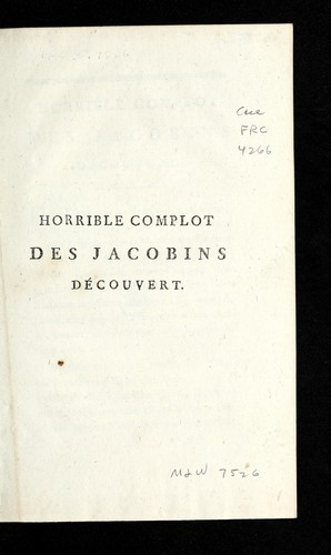Cover for Horrible complot des Jacobins de couvert