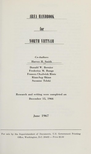 Cover for Area Handbook for North Vietnam