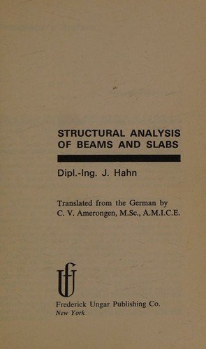 Cover for Structural analysis of beams and slabs.