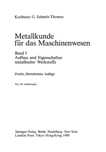 Cover for Metallkunde für das Maschinenwesen