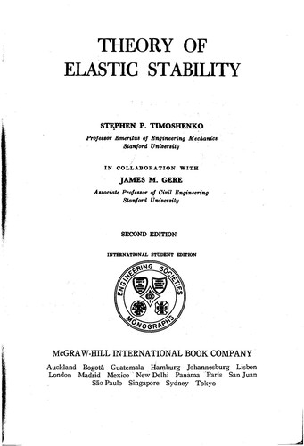 Cover for Theory of elastic stability