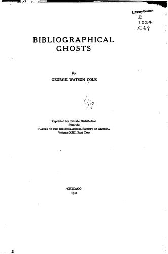 Cover for Bibliographical ghosts