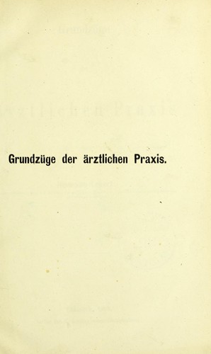 Cover for Grundzüge der ärztlichen Praxis
