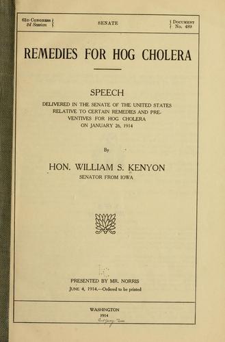 Cover for Remedies for hog cholera.