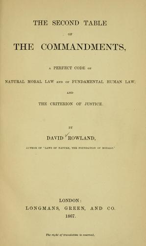 Cover for The second table of the Commandments