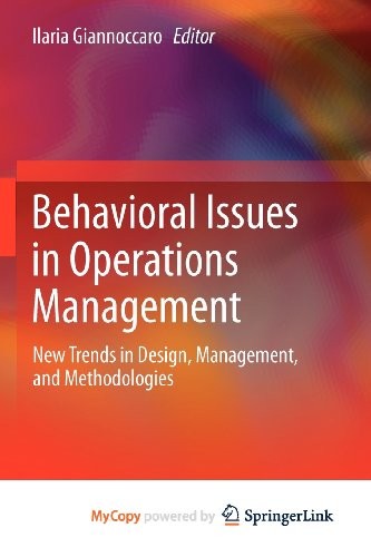 Cover for Behavioral Issues in Operations Management
