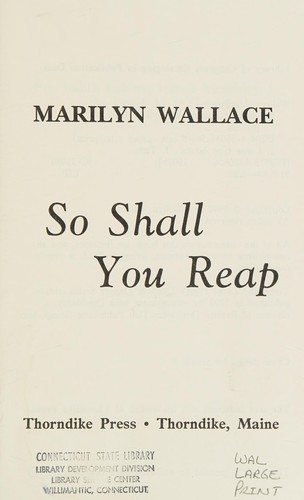 Cover for So shall you reap