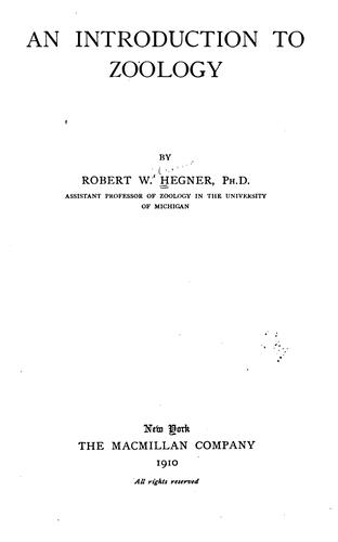 Cover for introduction to zoology