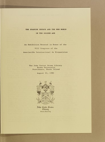 Cover for The Spanish church and the new world in the golden age