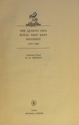Cover for The Queen's Own Royal West Kent Regiment, 1920-1950