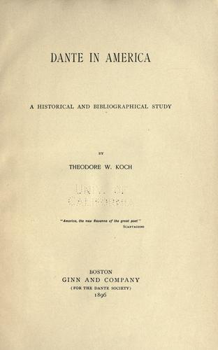 Cover for Dante in America