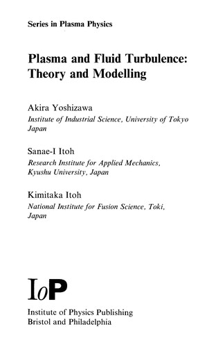 Cover for Plasma and fluid turbulence