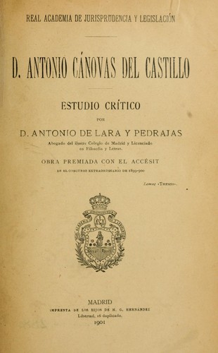 Cover for D. Antonio Cánovas del Castillo