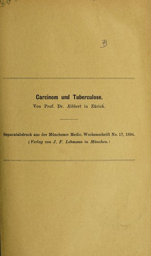 Cover for Carcinom und Tuberculose
