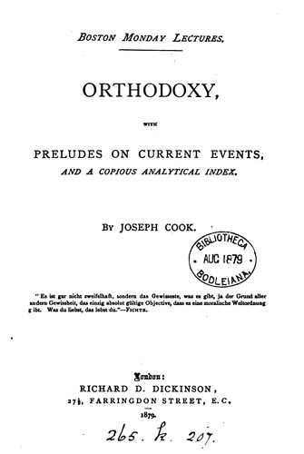 Cover for ORTHODOXY