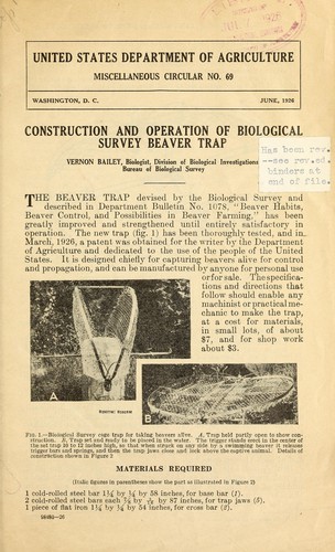 Cover for Construction and operation of Biological Survey beaver trap