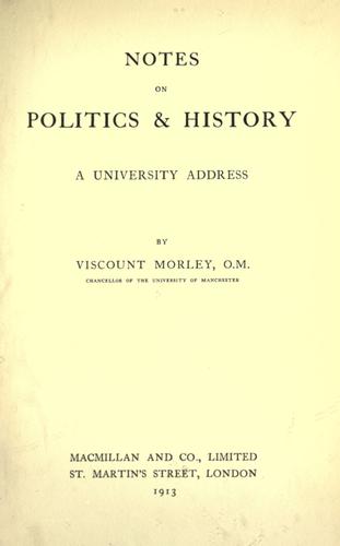 Cover for Notes on politics & history