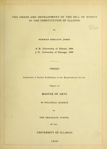 Cover for The origin and development of the bill of rights in the constitution of Illinois