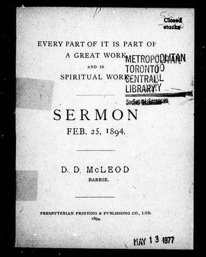 Cover for Every part of it is part of a great work and is spiritual work