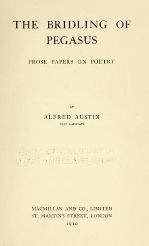 Cover for The bridling of Pegasus