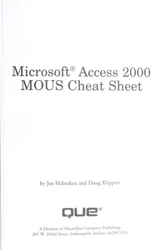 Cover for Microsoft Access 2000 MOUS cheat sheet