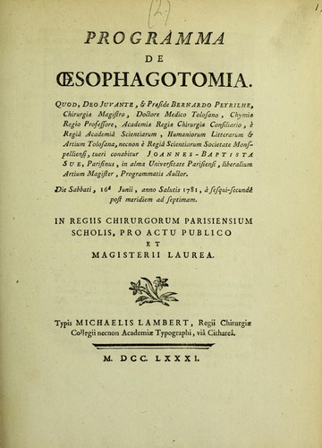 Cover for Programma de oesophagotomia