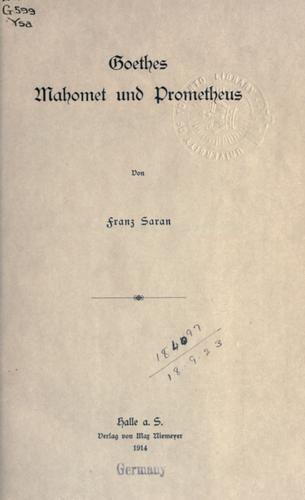 Cover for Goethes Mahomet und Prometheus.