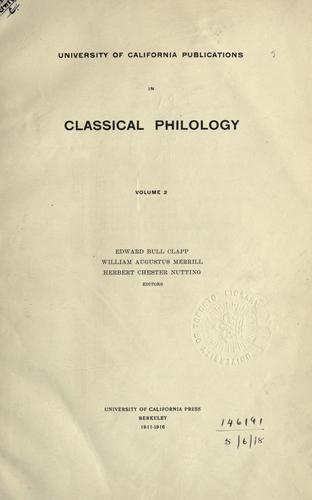 Cover for University of California Publications in Classical Philology