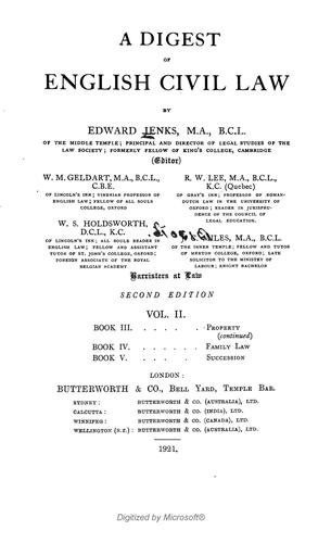Cover for A Digest of English civil law