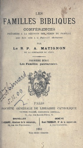 Cover for Les familles bibliques