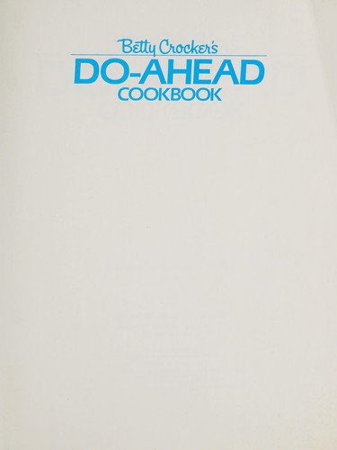 Cover for Betty Crocker's Do-ahead cookbook