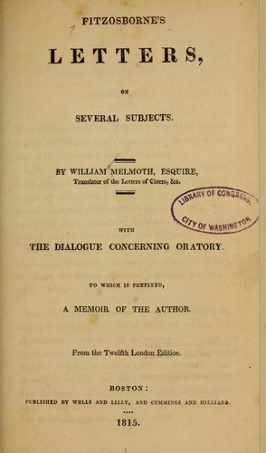 Cover for Fitzosborne's letters, on several subjects