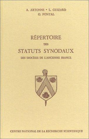 Cover for Répertoire des statuts synodaux des diocèses de l'ancienne France, du XIIIe à la fin du XVIIIe siècle
