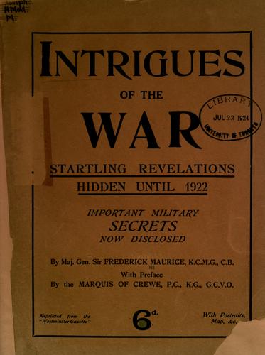 Cover for Intrigues of the war