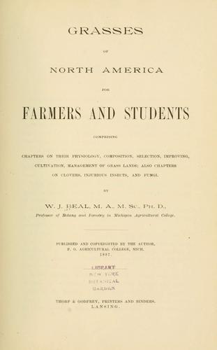 Cover for Grasses of North America for farmers and students ...
