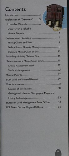 Cover for Mining claims and sites on federal lands