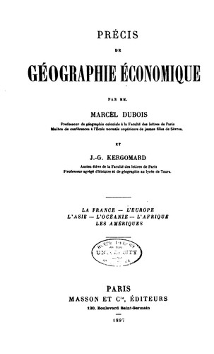 Cover for Précis de géographie économique