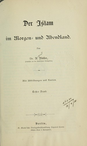 Cover for Der Islam im Morgen- und Abendland