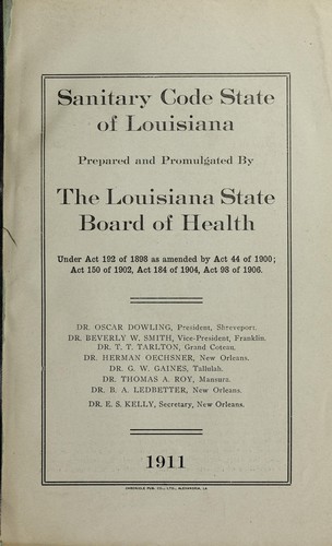 Cover for Sanitary code, State of Louisiana