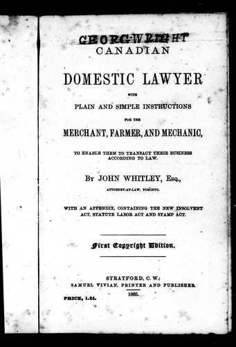 Cover for Canadian domestic lawyer