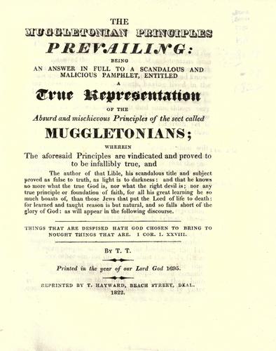 Cover for The Muggletonian principles prevailing