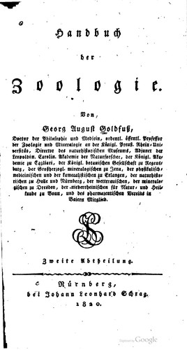 Cover for Handbuch der zoologie.