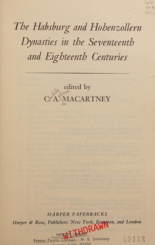 Cover for The Habsburg and Hohenzollern dynasties in the seventeenth and eighteenth centuries.
