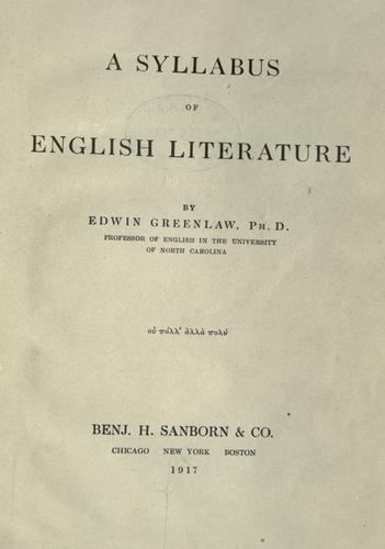 Cover for A syllabus of English literature.