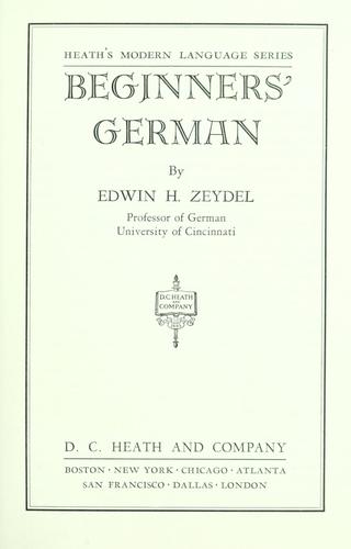 Cover for Beginners' German.