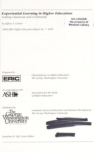 Cover for Experiential learning in higher education