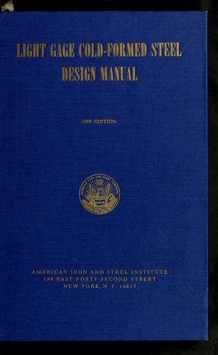 Cover for Light gage cold-formed steel design manual
