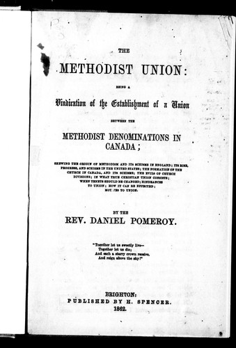 Cover for The Methodist union