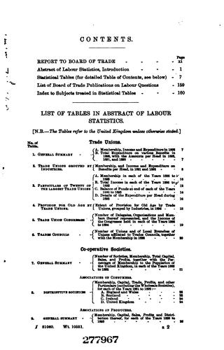Cover for Abstract of Labour Statistics ...
